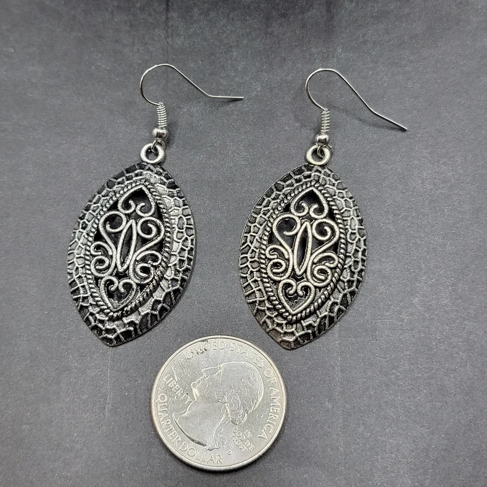 Filigree Drop Earrings Marquise